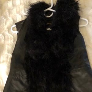 Fur vest with leather